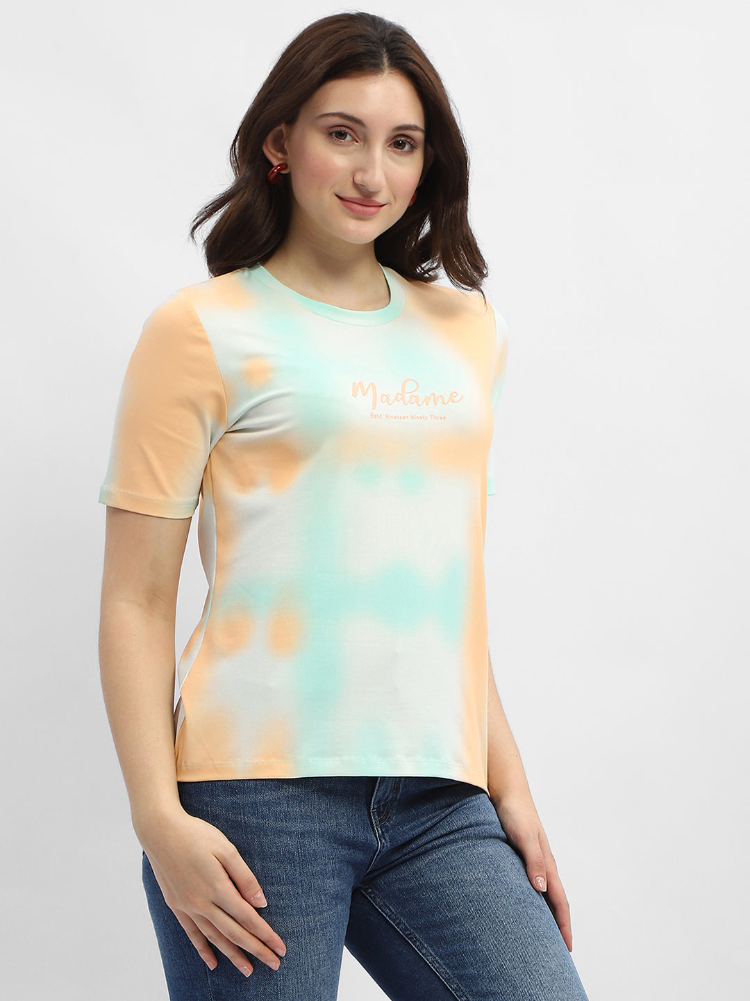 Madame Tie-Dye Orange Cotton T-Shirt
