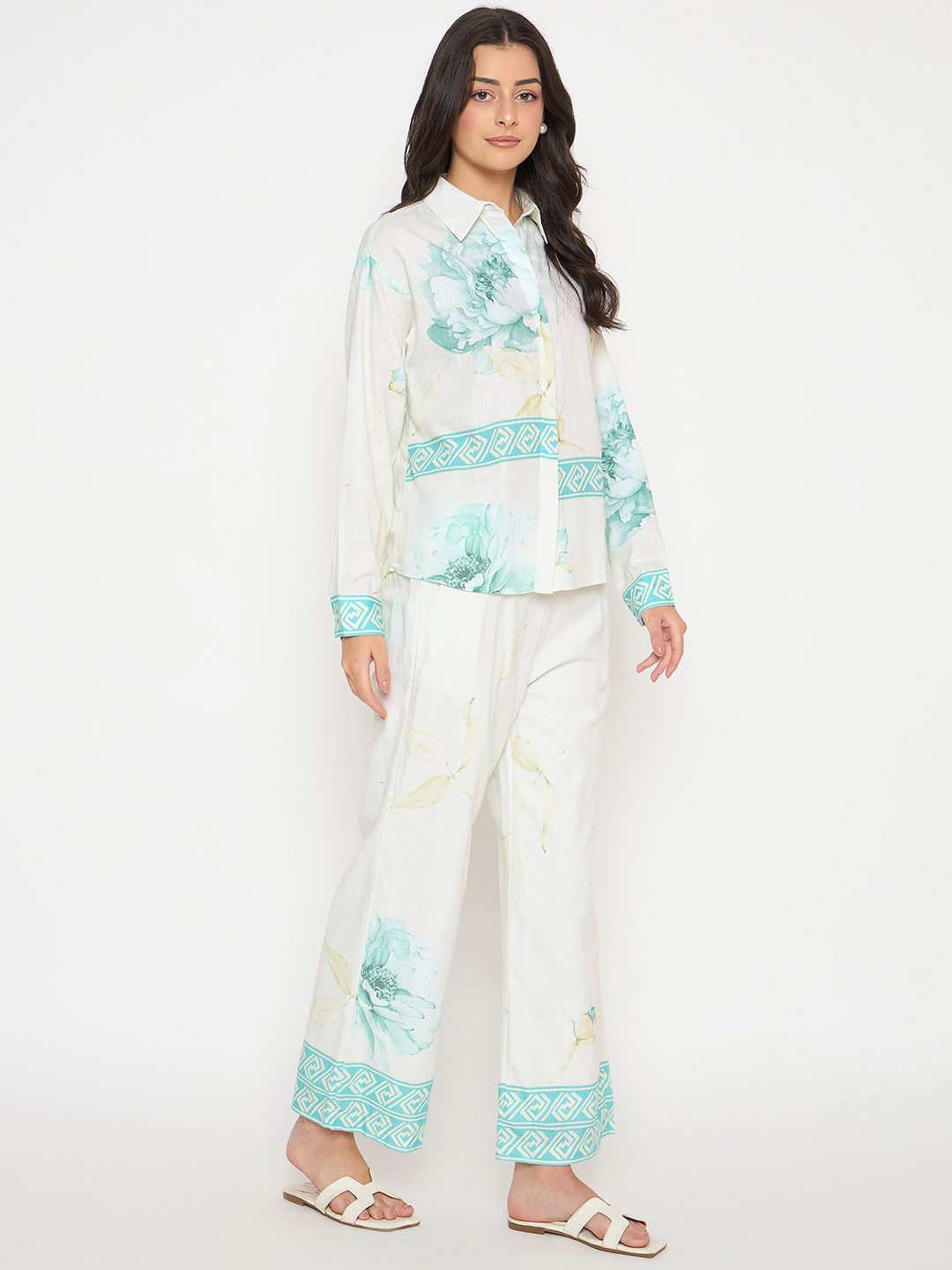 Sea green Madame ladies western fashion set featuring stylish upper wear, perfect for contemporary western-style outfits.