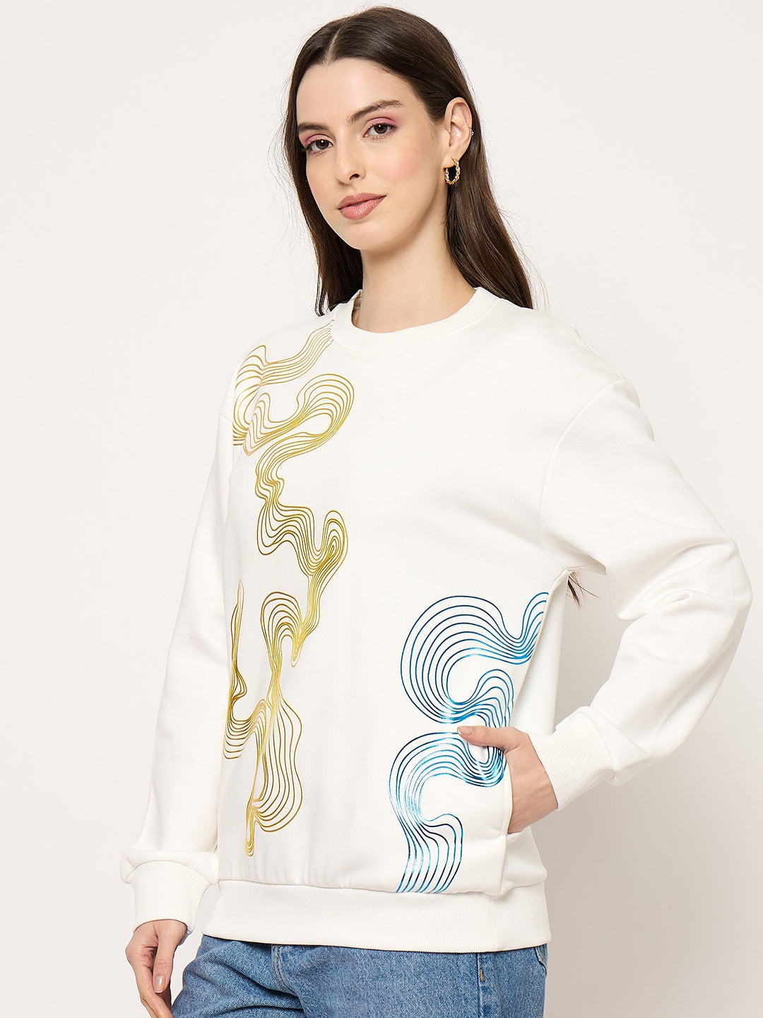 Madame Ladies Western Sweat Shirt M5W22225 040 White