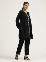 Jaipur Kurti Ladies Western Kurti 2Pcs Set 1A24Coorr003 Black