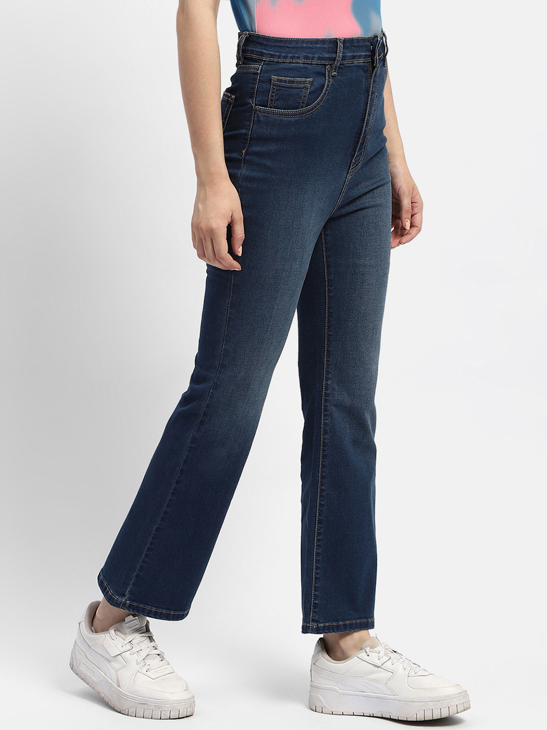 Madame Mid Rise Blue Flared Jeans