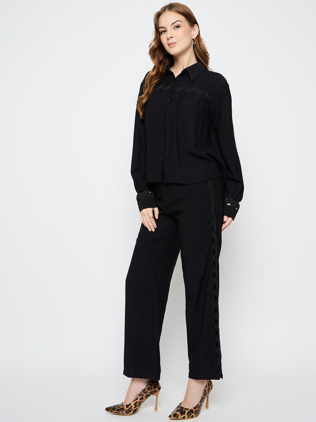 Madame Rayon Lace Black Co-Ord Set