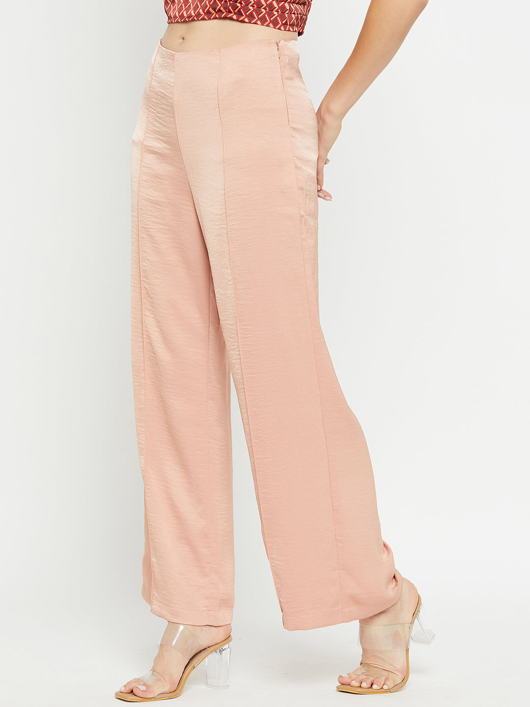 Madame Women Solid Camel Trouser