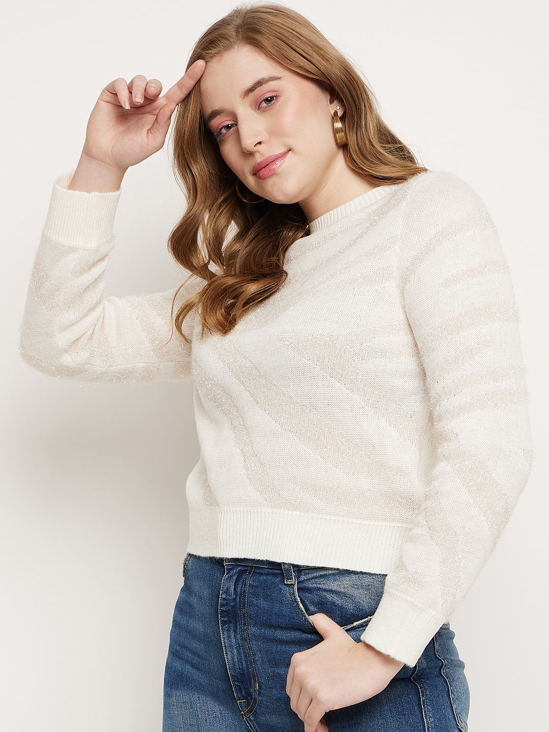 Madame White Crew Neck Sweater