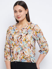 Madame Floral Off-White Ruffle Top