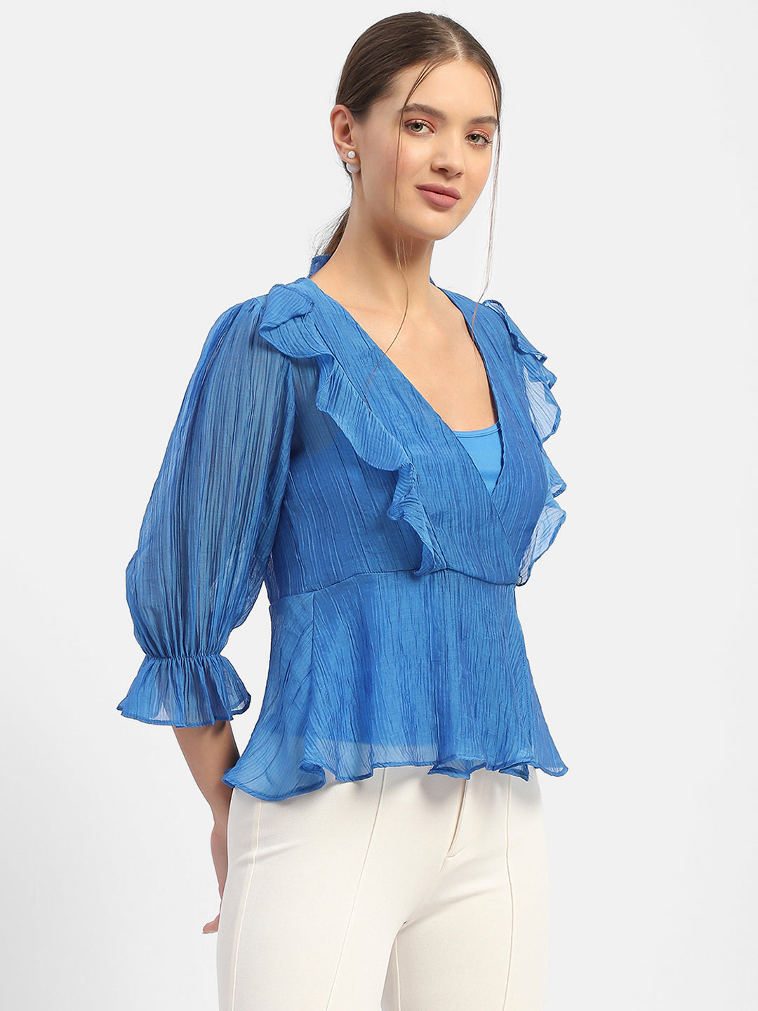 Madame Ladies Western Top H/S M4S18627 050 Royal Blue