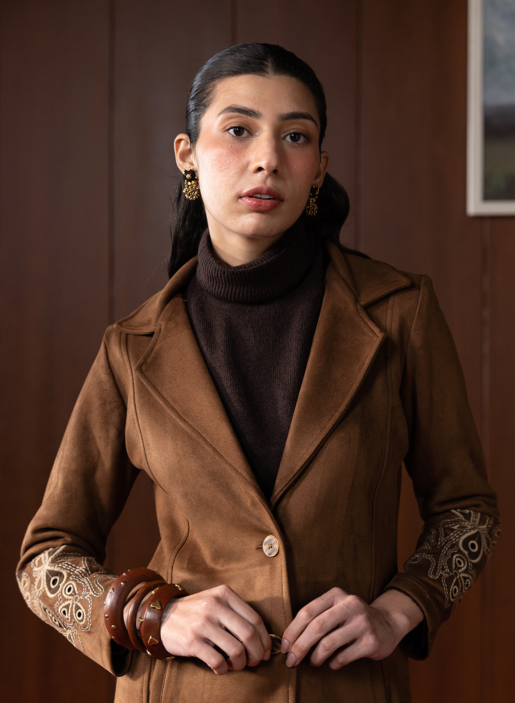 LAKSHITA LADIES WESTERN CARDIGAN COAT F0526 21 TAN BEIGE