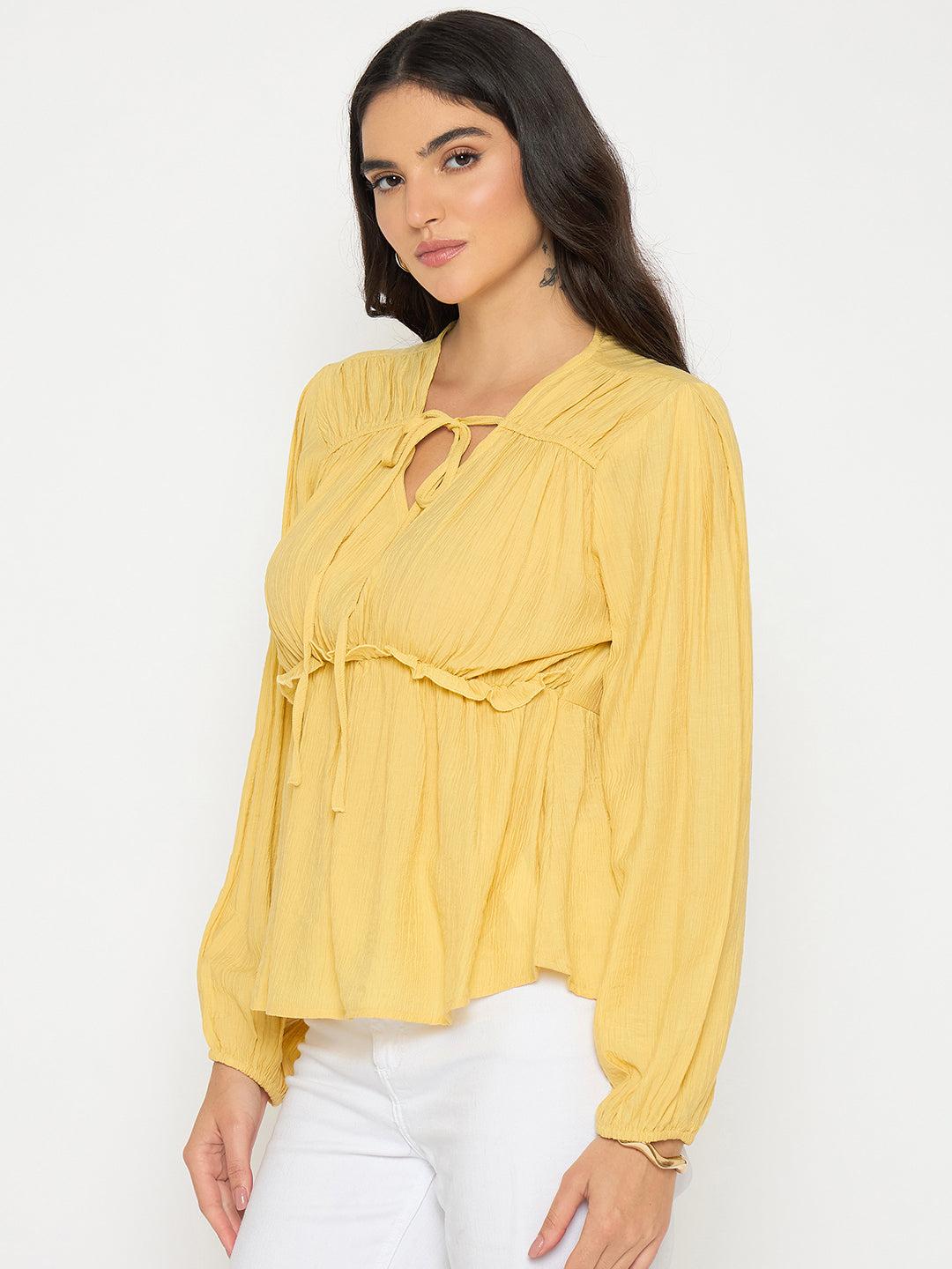 Madame Ladies Western Top H/S M5S18728 044 Yellow