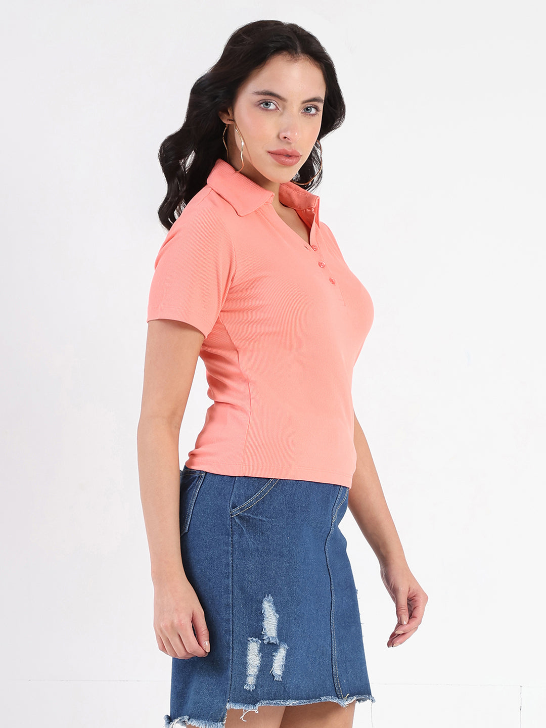 Madame Ladies Western Top H/S M5S11005 007 Carrot
