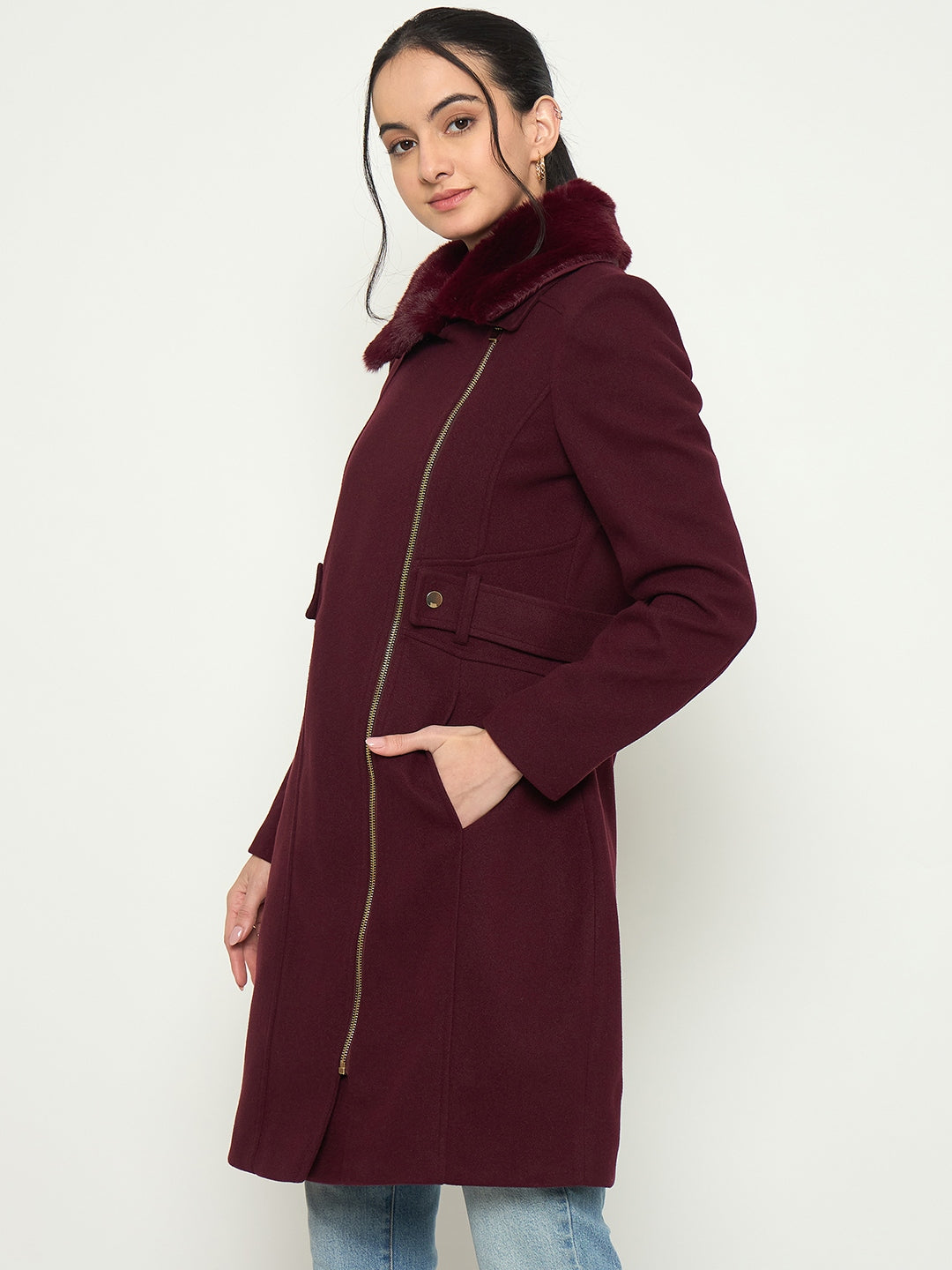 Madame Ladies Western Long Coat M5W20158 1126 Mehroon