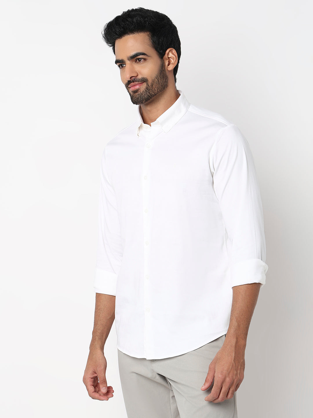 Spykar Mens Casual Shirt F/S Mshsos1Be220 White
