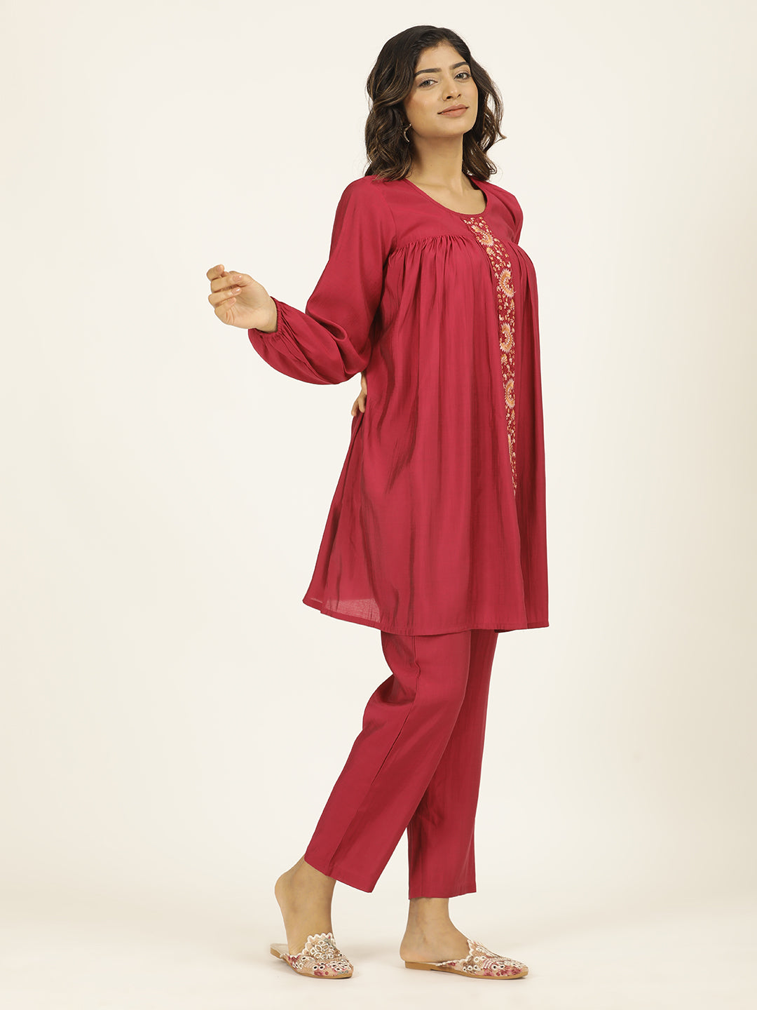 Jaipur Kurti Ladies Western Kurti 2Pcs Set 1A24Coorr003 Magenta