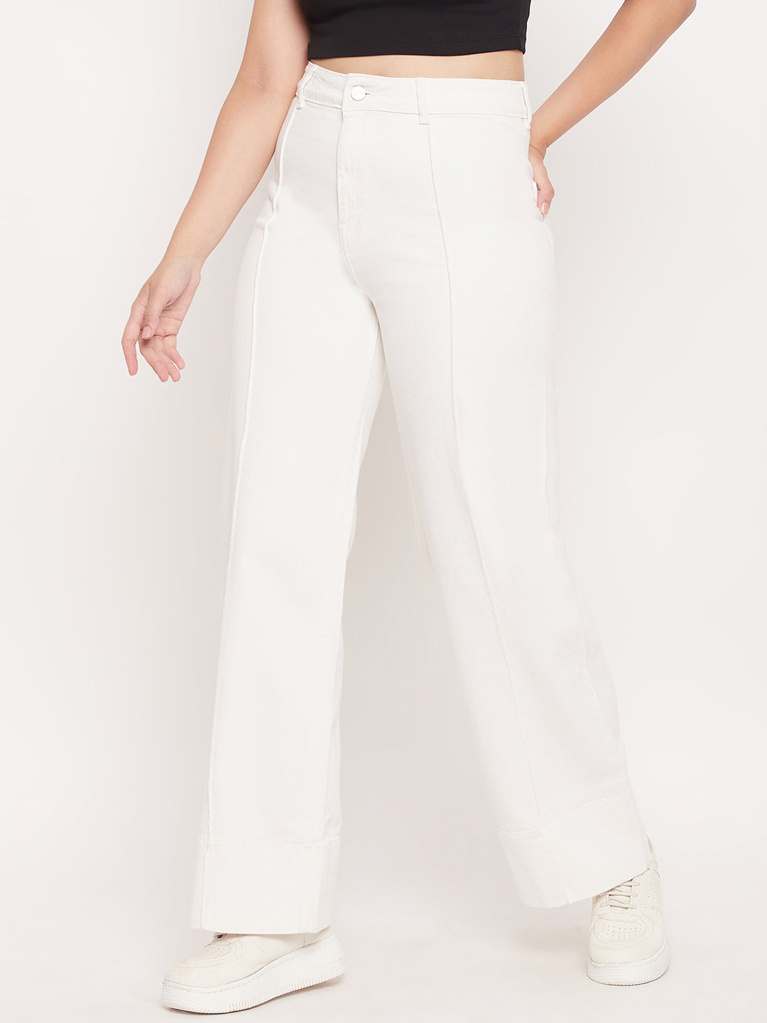 Madame White High Rise Wide Leg Jeans