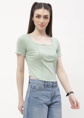 Madame Solid Mint Green Corset Style Top