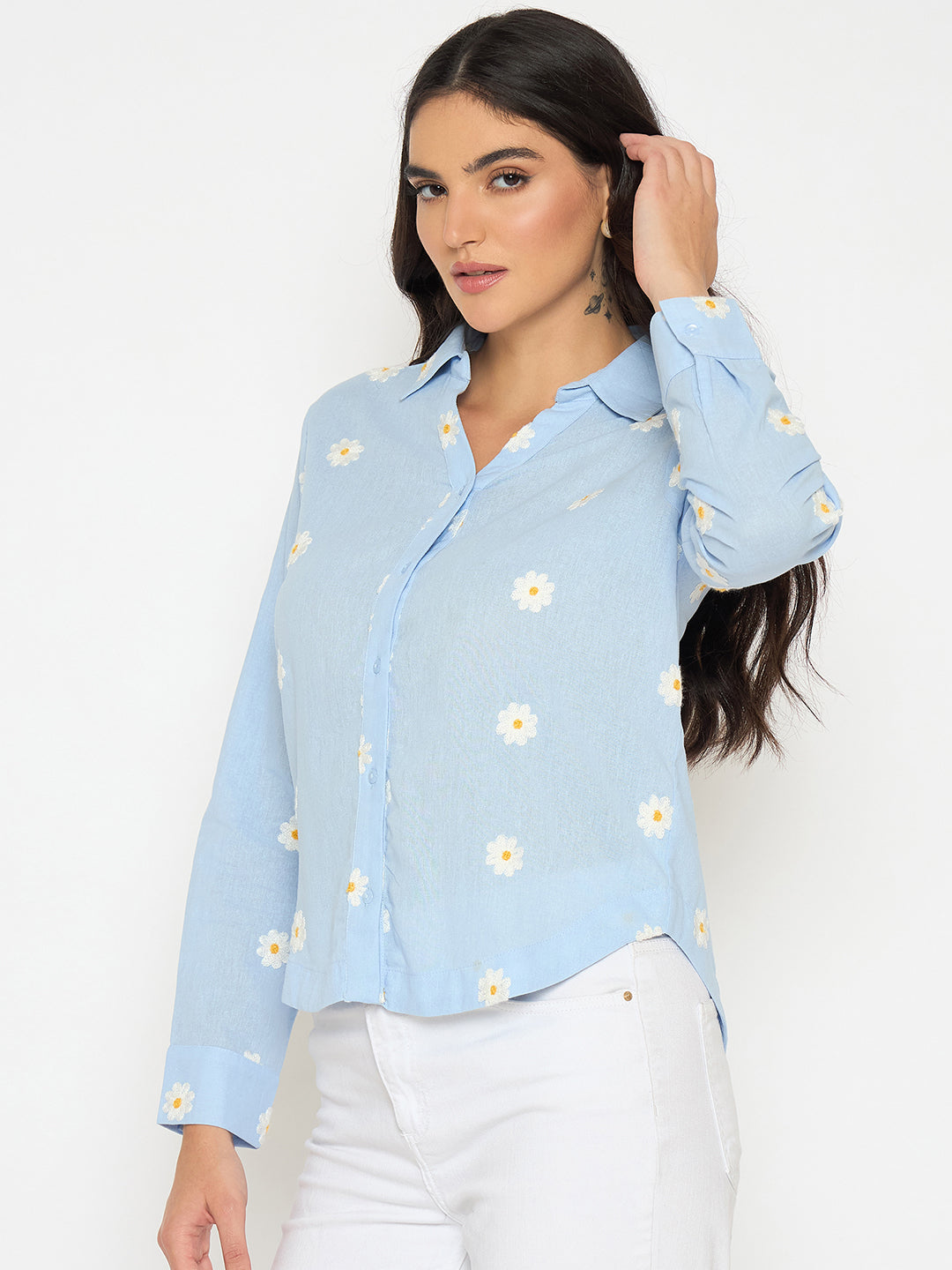 Madame Ladies Western Shirt F/S M5S18322 003 Blue