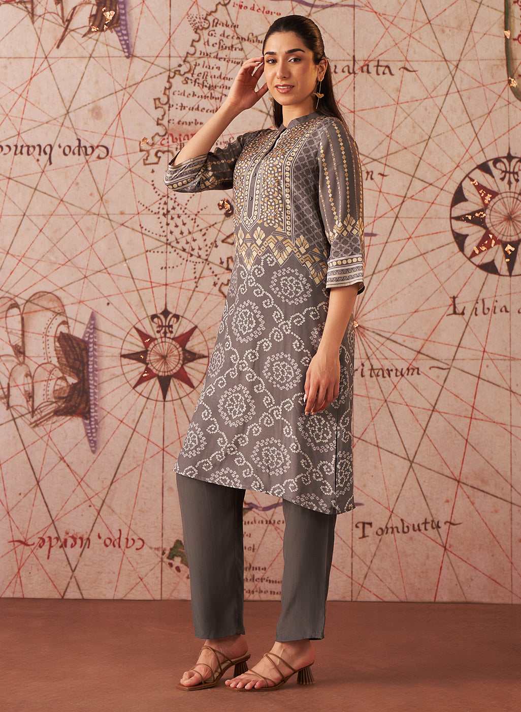 Lakshita Ladies Western Kurti 3Pcs Set Lk04640 15 Grey
