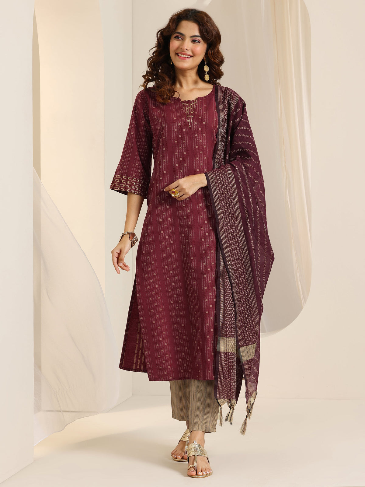 LIBAS LADIES WESTERN KURTI 3PCS SET 400573 RUST
