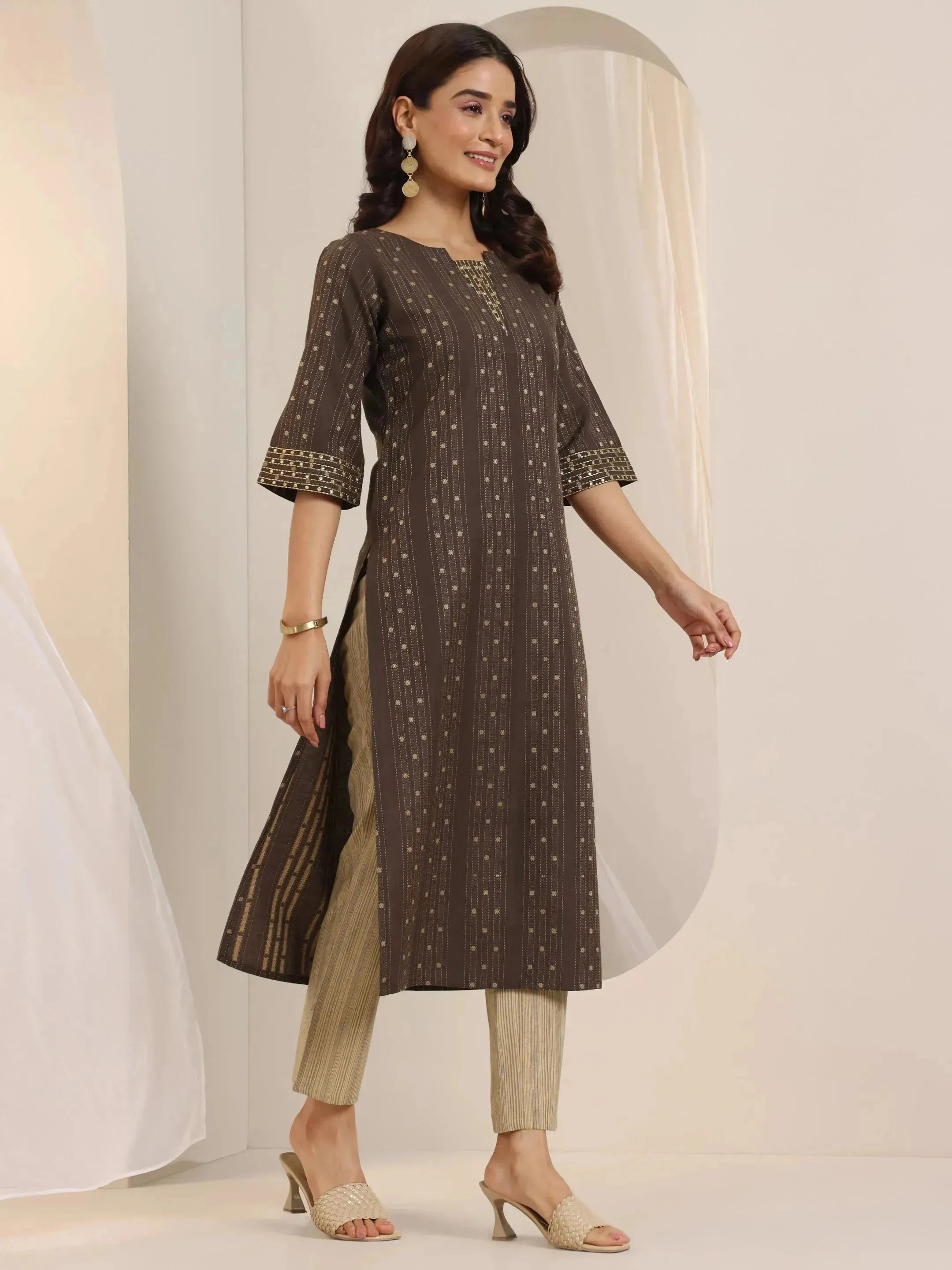 LIBAS LADIES WESTERN KURTI 3PCS SET 400574 BROWN