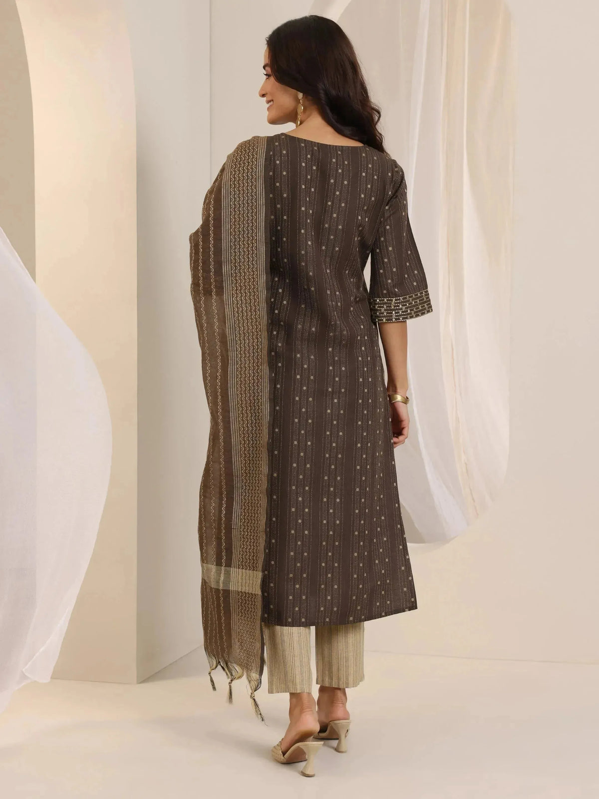 LIBAS LADIES WESTERN KURTI 3PCS SET 400574 BROWN