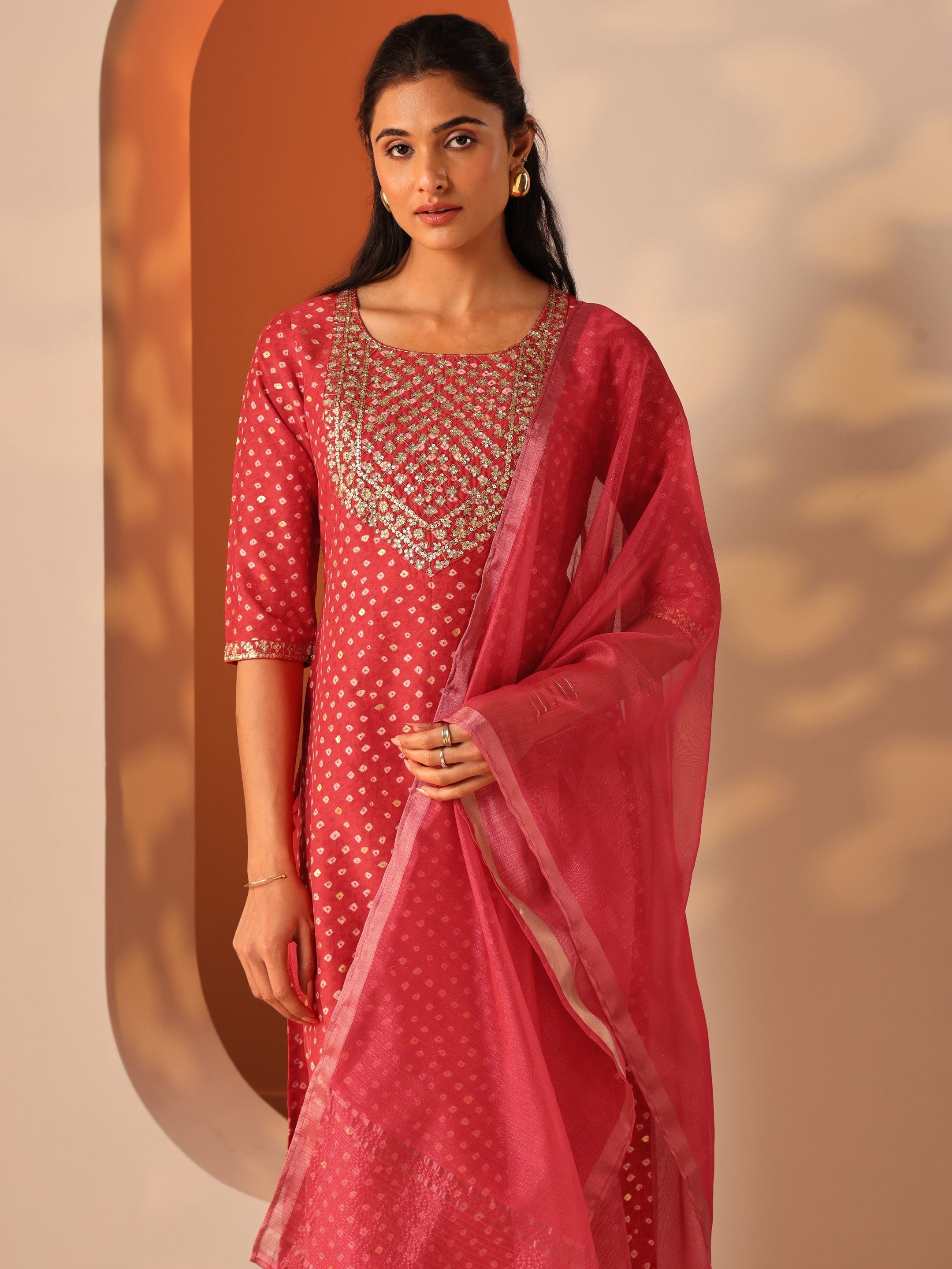 LIBAS LADIES WESTERN KURTI 3PCS SET 400715 RED