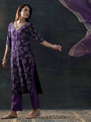 Libas Ladies Western W Kurti 3Pcs Set 400717 Purple
