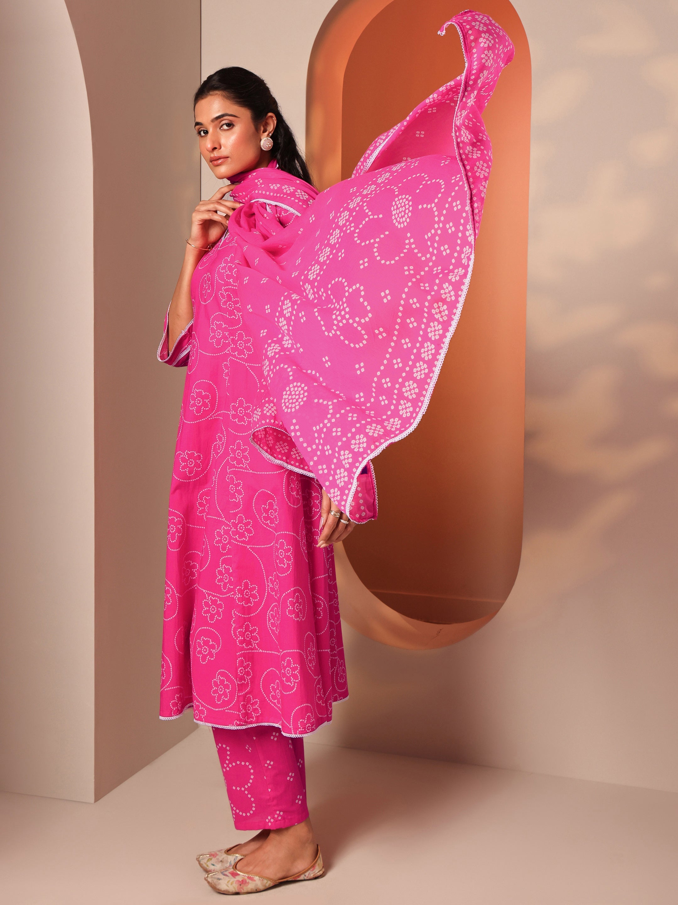 LIBAS LADIES WESTERN KURTI 3PCS SET 400727 PINK