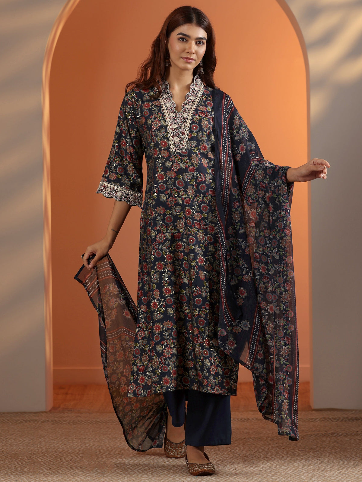 LIBAS LADIES WESTERN KURTI 3PCS SET 400734 BLUE