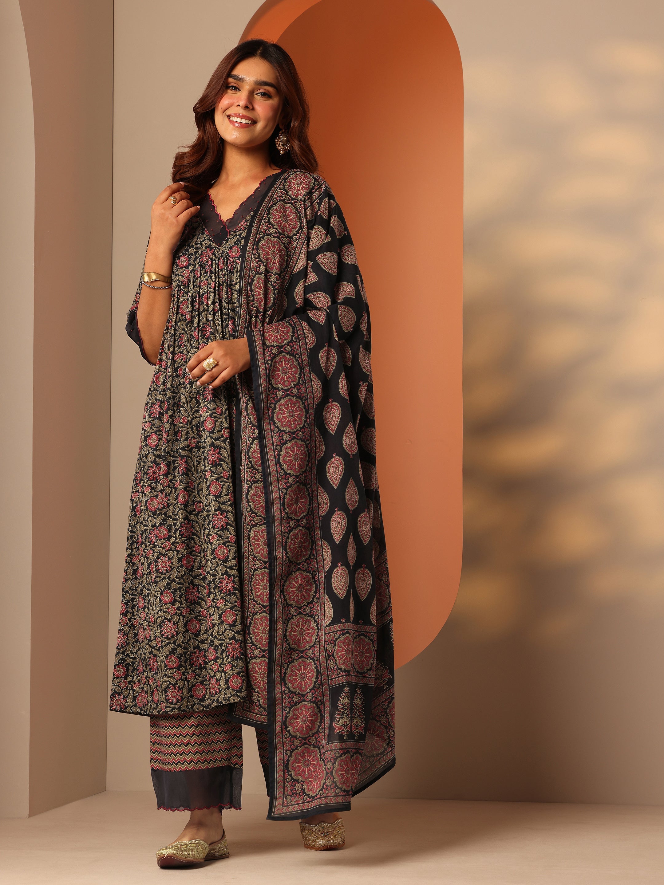 LIBAS LADIES WESTERN KURTI 3PCS SET 400775 NAVY BLUE