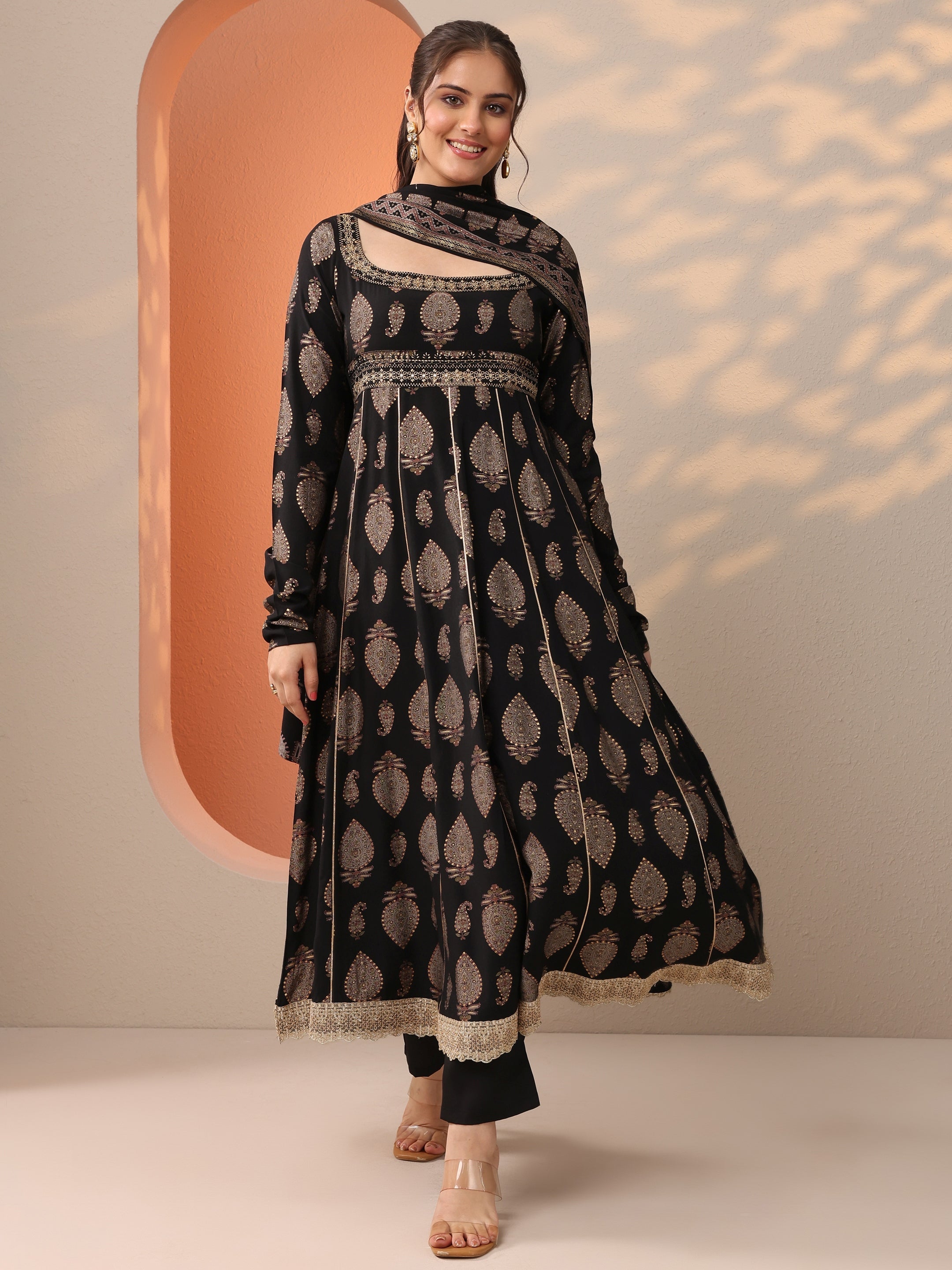 LIBAS LADIES WESTERN KURTI 3PCS SET 400785 Black