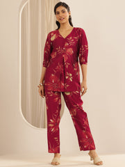 LIBAS LADIES WESTERN KURTI 2PCS SET 400790 MAROON