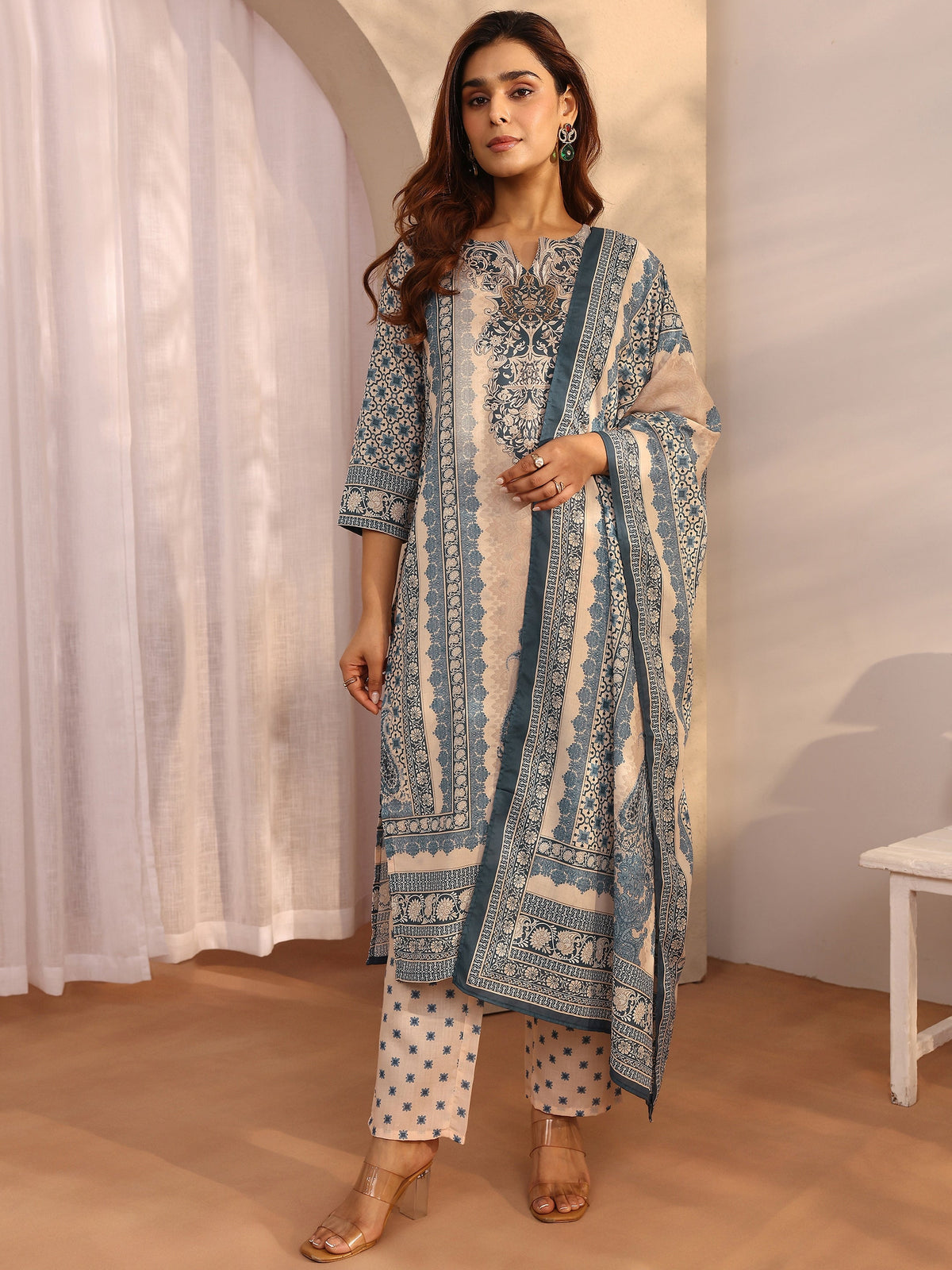 LIBAS LADIES WESTERN KURTI 3PCS SET 401272 BLUE