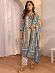 LIBAS LADIES WESTERN KURTI 3PCS SET 401272 BLUE
