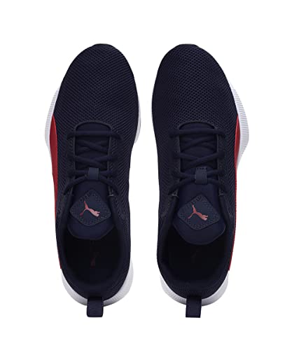 Puma unisex Robust Peacoat-Red Dahlia running shoe for kids, size 11 UK, sporty design with red and navy color accents.