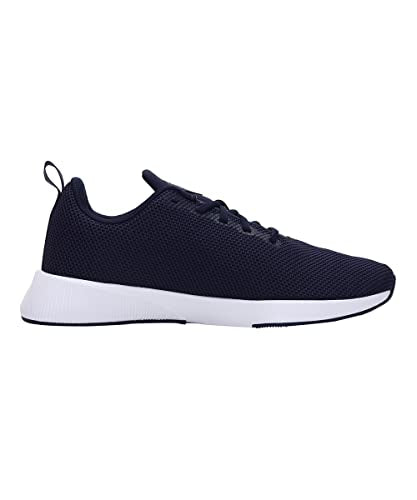 Puma unisex adult Robust Peacoat-Red Dahlia running shoes, size 11 kids UK, in red and navy with sporty design.