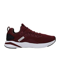 Puma men’s Softride Rift knit low boots in Zinfandel and Puma Black, size 10 UK, featuring sporty design and comfortable footwear.