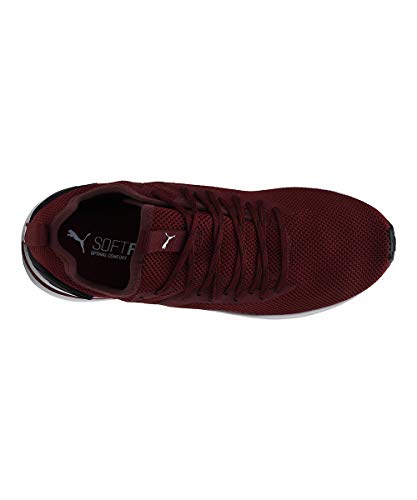Puma men's Softride Rift knit low boots in Zinfandel and Puma Black with black soles, size 10 UK, casual sport footwear