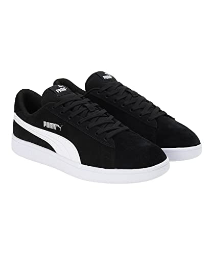 Puma Unisex-Adult Smash V2 Wide Black-White-White Sneaker - 6 UK (38643601)