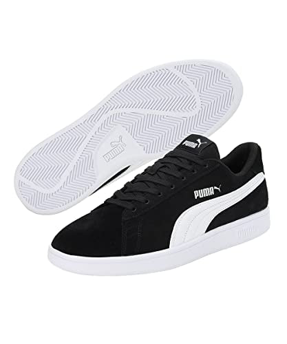 Puma Unisex-Adult Smash V2 Wide Black-White-White Sneaker - 6 UK (38643601)