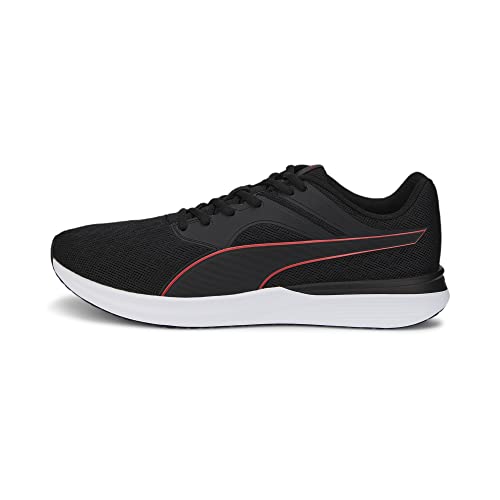 Puma unisex black and red Transport high-risk walking shoe, size 10 UK, with sporty design and durable sole.