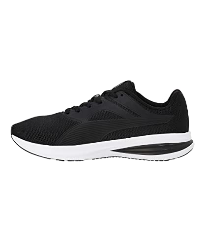 Puma unisex adult Transport black and high risk red walking shoe, size 10 UK, showing side view of sporty athletic footwear.