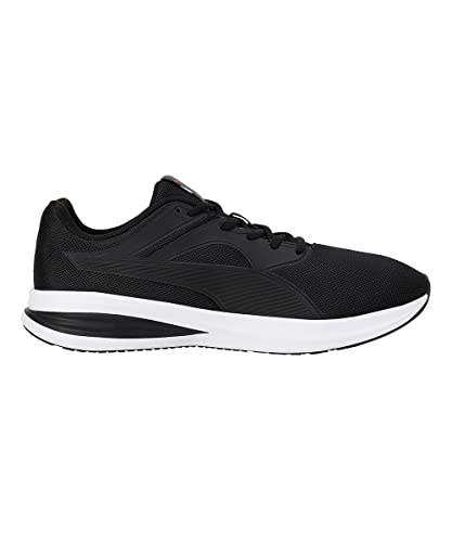 Puma unisex adult Transport high-risk red and black walking shoe, size 10 UK, sporty design with breathable mesh and durable sole.