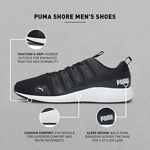 Puma Men's Shore Walking Shoe, Black White, 9