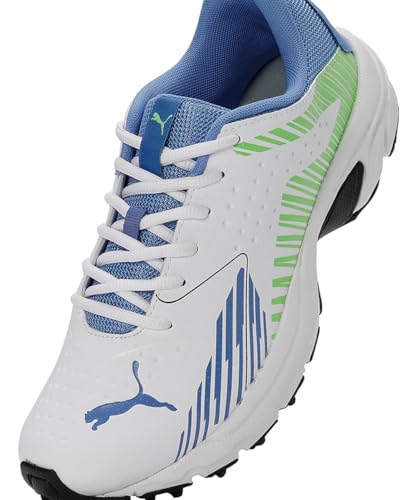 Puma Men's Cricket Power White-Elektro Green-Blue Glimmer Shoe-10 Kids UK (10735001)