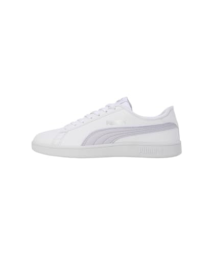 Puma Womens Smashic Wmn White-Spring Lavender-Matte Silver Sneaker - 8UK (39511101)