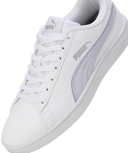 Puma Womens Smashic Wmn White-Spring Lavender-Matte Silver Sneaker - 8UK (39511101)