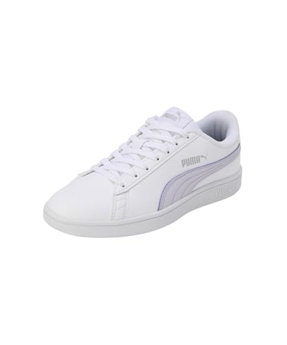 Puma Womens Smashic Wmn White-Spring Lavender-Matte Silver Sneaker - 8UK (39511101)