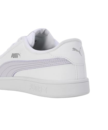 Puma Womens Smashic Wmn White-Spring Lavender-Matte Silver Sneaker - 8UK (39511101)
