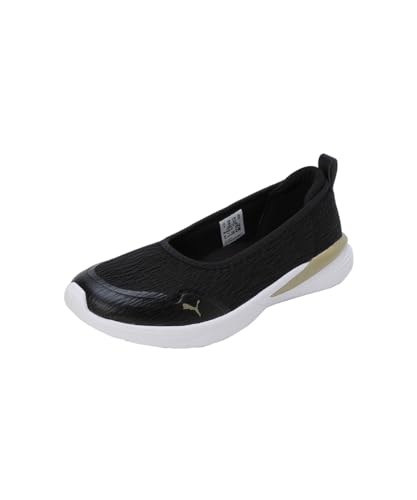 Puma Womens SiennaSoftrideBallerina Black-Metallic Gold-White Sneaker - 4 UK (39463603)