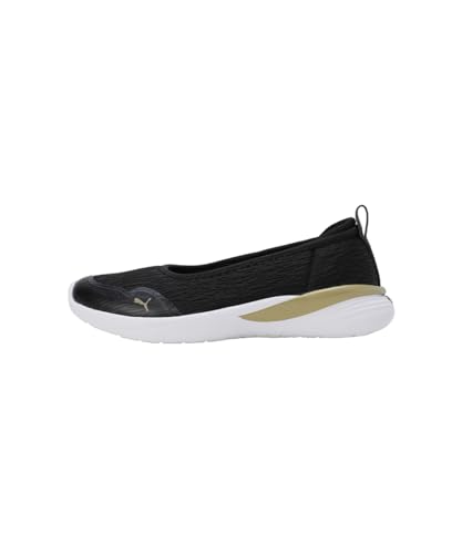 Puma Womens SiennaSoftrideBallerina Black-Metallic Gold-White Sneaker - 4 UK (39463603)