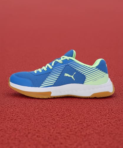 Puma Unisex-Adult Badminton Smash Sprint Racing Blue-Speed Green-White Indoor Shoe - 8 UK (10812704)